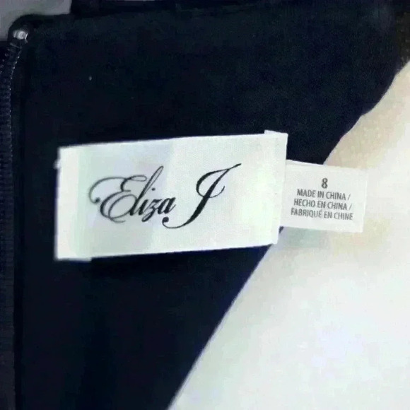 Eliza J Navy Blue Sheer Ruffle Sleeve Crew Neck Sheath Midi Dress Size 8 - Picture 4 of 9